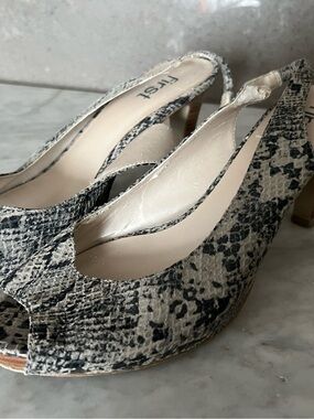 First Snake Skin Slingback Heels